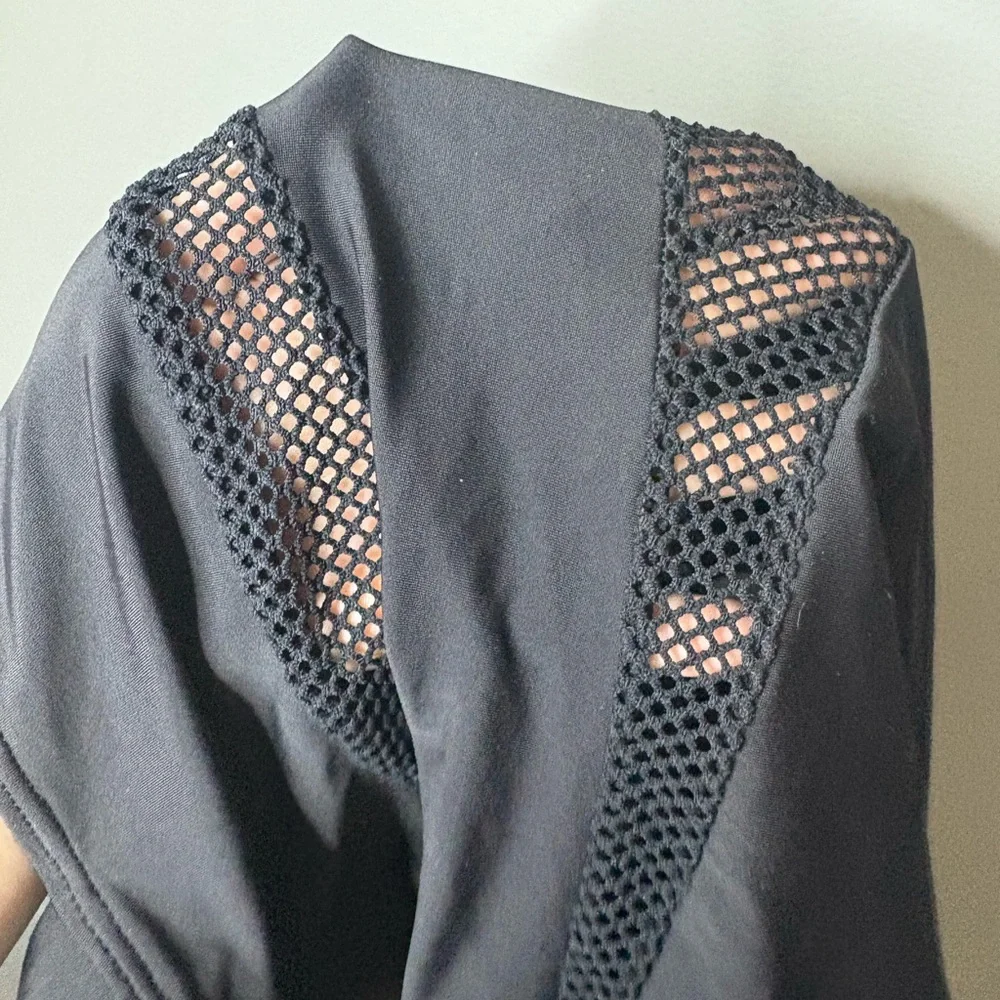 DKNY Black Mesh Panel One Piece Swimsuit | Size 14 | Chic Cutout - Picture 8 of 9